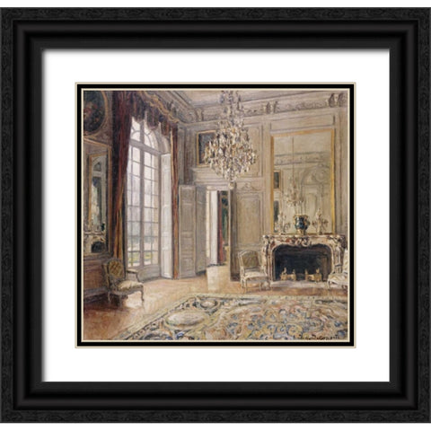 Salon De Madame De Maintenon Black Ornate Wood Framed Art Print with Double Matting by Delaporte, Maurice-Eugene