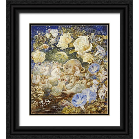 Fairies and a Field Mouse Black Ornate Wood Framed Art Print with Double Matting by Dell, Etheline E.