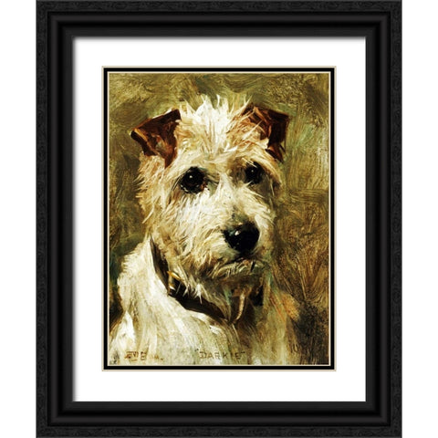 Portrait of a Terrier: Darkie Black Ornate Wood Framed Art Print with Double Matting by Emms, John