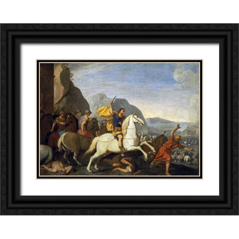 Saint James at The Battle of Clavijo Black Ornate Wood Framed Art Print with Double Matting by Falcone, Aniello