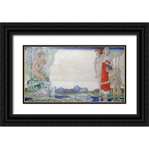 The Voice of Pan Black Ornate Wood Framed Art Print with Double Matting by Frampton, Edward Reginald