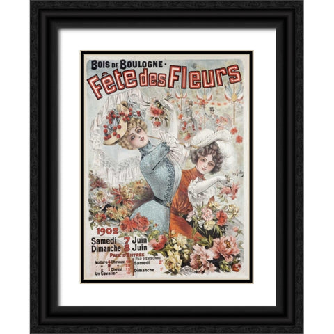 Fete Des Fleurs Black Ornate Wood Framed Art Print with Double Matting by Galice, Louis