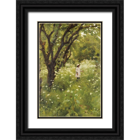 The Orchard Black Ornate Wood Framed Art Print with Double Matting by Gotch, Thomas Cooper