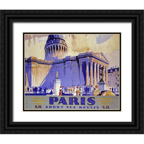 Paris, Southern Railway Black Ornate Wood Framed Art Print with Double Matting by Grifin