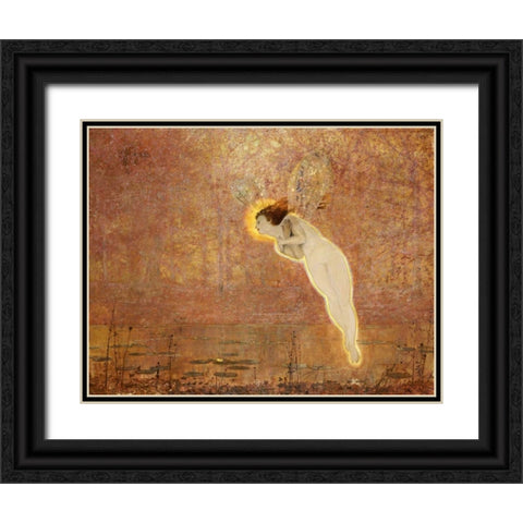 Iris Black Ornate Wood Framed Art Print with Double Matting by Grimshaw, John Atkinson