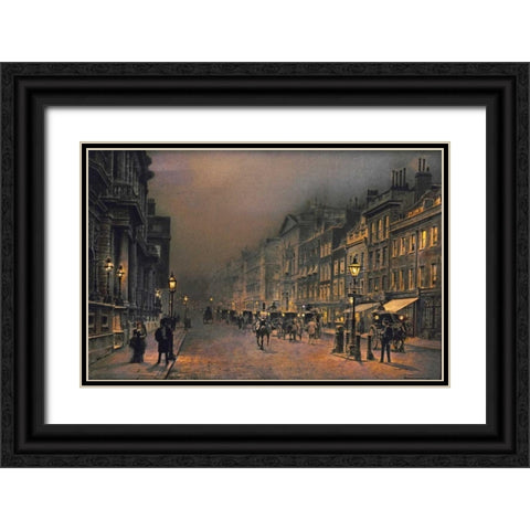 St Jamess Street Black Ornate Wood Framed Art Print with Double Matting by Grimshaw, John Atkinson