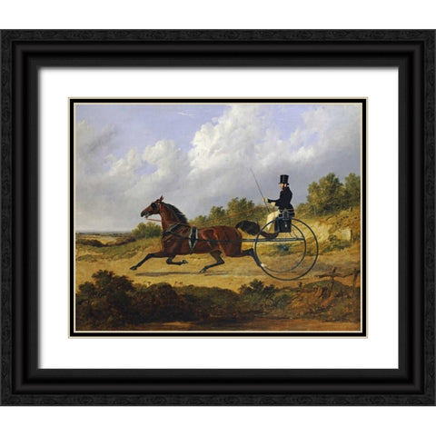 Confidence, Drawing a Gig Driven By a Groom Black Ornate Wood Framed Art Print with Double Matting by Herring, John Frederick