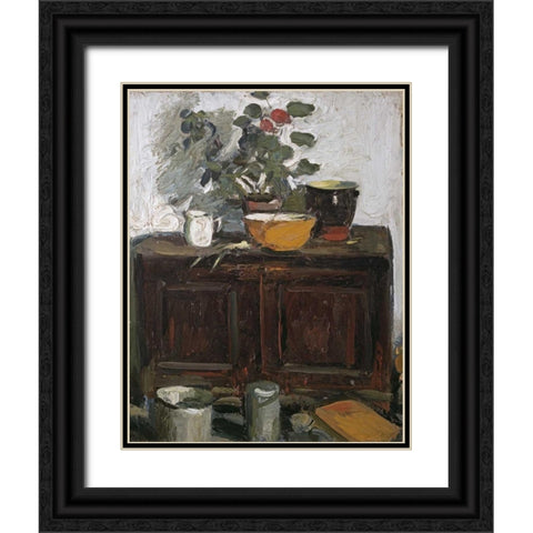 The Kitchen Dresser, Larkhall Black Ornate Wood Framed Art Print with Double Matting by Hunter, George Leslie