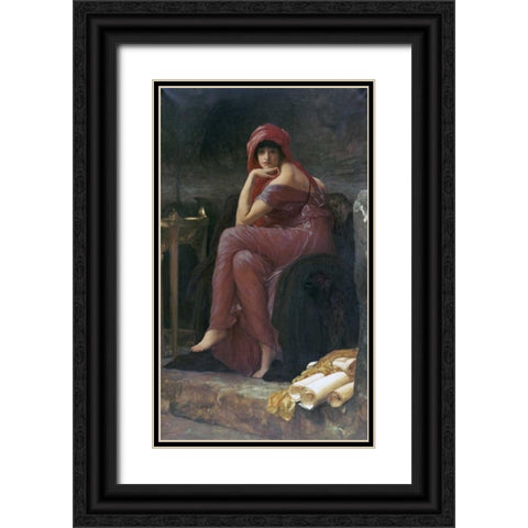 Sybil Black Ornate Wood Framed Art Print with Double Matting by Leighton, Lord Frederick