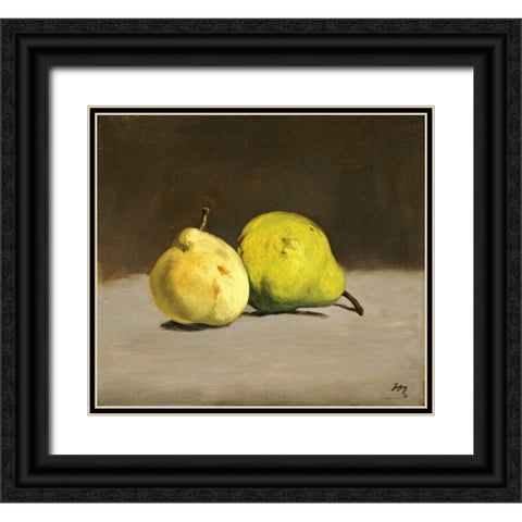 Deux poires Black Ornate Wood Framed Art Print with Double Matting by Manet, Edouard