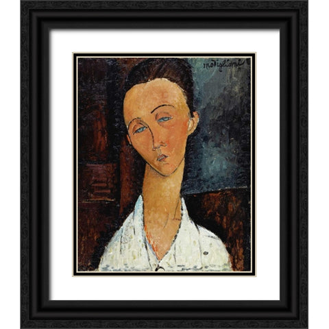 Lunia Czechowska Black Ornate Wood Framed Art Print with Double Matting by Modigliani, Amedeo