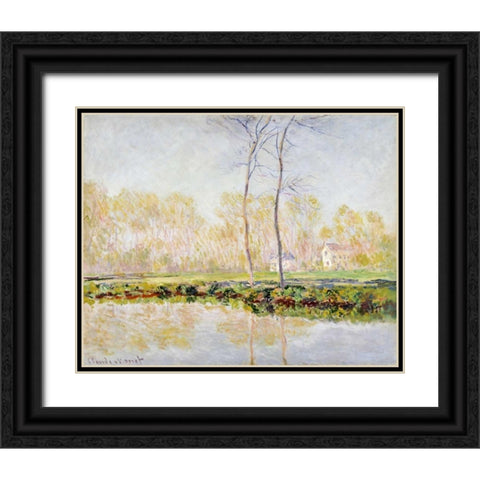 The Banks of the River Epte at Giverny Black Ornate Wood Framed Art Print with Double Matting by Monet, Claude