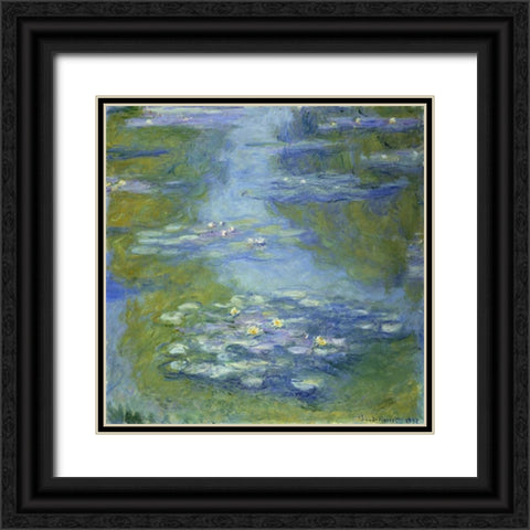 Water Lilies Black Ornate Wood Framed Art Print with Double Matting by Monet, Claude
