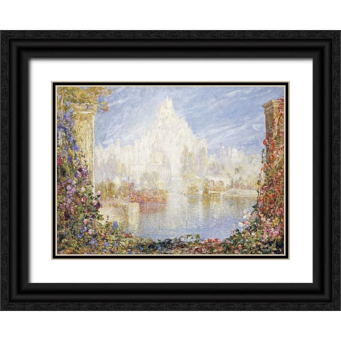 Fairyland Castle Black Ornate Wood Framed Art Print with Double Matting by Mostyn, Tom