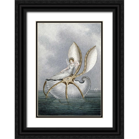 A Fairy Resting On a Shell Black Ornate Wood Framed Art Print with Double Matting by Murray, Amelia Jane