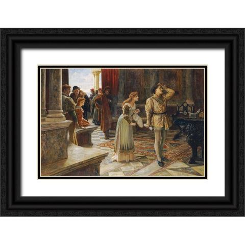The Merchant of Venice Black Ornate Wood Framed Art Print with Double Matting by Muschamp, Francis Sydney