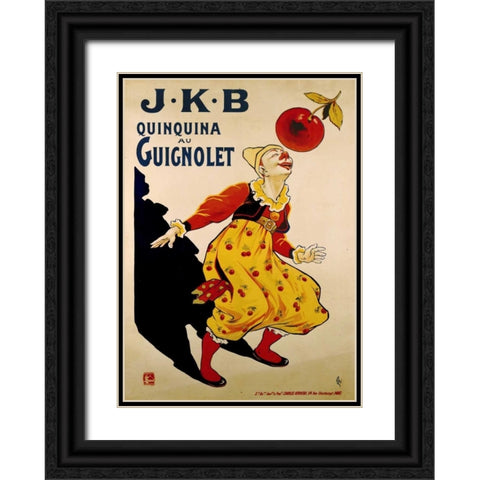 J.K.B, Quinquina Au Guignolet Black Ornate Wood Framed Art Print with Double Matting by Oge, Eugene
