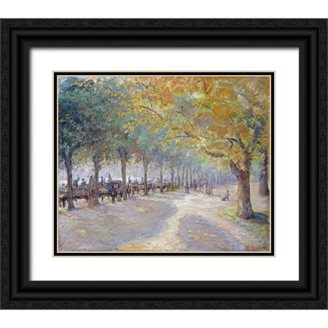 Hyde Park, London Black Ornate Wood Framed Art Print with Double Matting by Pissarro, Camille