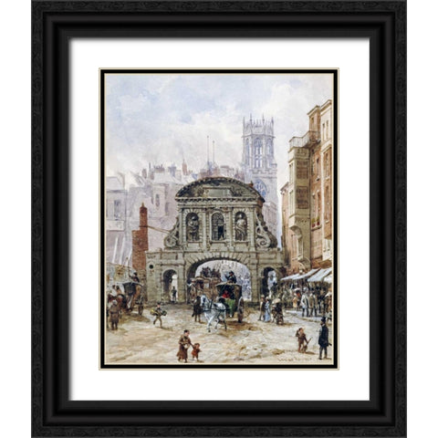 Temple Bar, London Black Ornate Wood Framed Art Print with Double Matting by Rayner, Louise