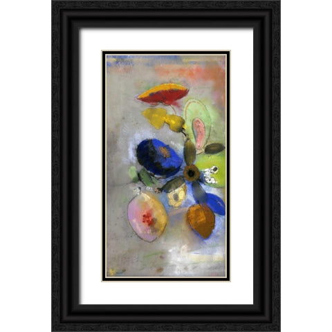 Flowers Black Ornate Wood Framed Art Print with Double Matting by Redon, Odilion