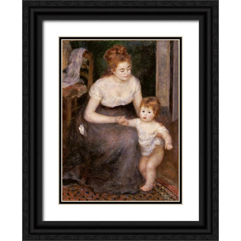 The First Step Black Ornate Wood Framed Art Print with Double Matting by Renoir, Pierre-Auguste