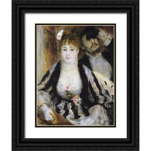 The Theatre Box - La Loge Black Ornate Wood Framed Art Print with Double Matting by Renoir, Pierre-Auguste