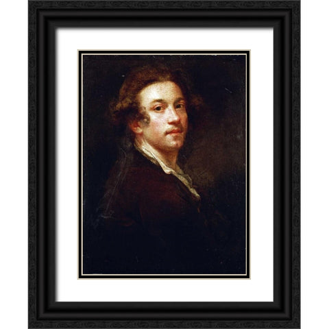 Self-Portrait of The Artist Black Ornate Wood Framed Art Print with Double Matting by Reynolds, Sir Joshua