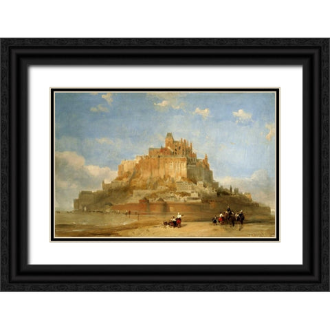 Mont St Michel From The Sands Black Ornate Wood Framed Art Print with Double Matting by Roberts, David