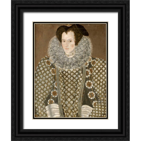 Portrait of a Lady Black Ornate Wood Framed Art Print with Double Matting by Segar, Sir William