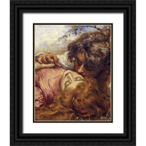 The Kiss Black Ornate Wood Framed Art Print with Double Matting by Stock, Henry John