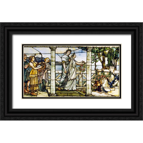 Group of Maidens Black Ornate Wood Framed Art Print with Double Matting by Tiffany Studios