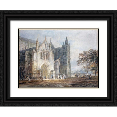 The North Porch of Salisbury Cathedral Black Ornate Wood Framed Art Print with Double Matting by Turner, Joseph M.W.