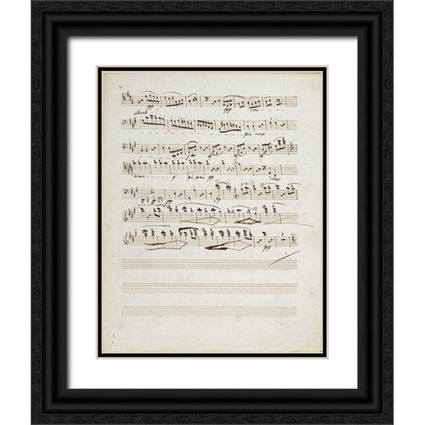 Manuscripts of The Quartet In a Minor Opus 132 Black Ornate Wood Framed Art Print with Double Matting by Beethoven, Ludwig Van
