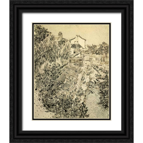 The Flower Garden Black Ornate Wood Framed Art Print with Double Matting by Van Gogh, Vincent