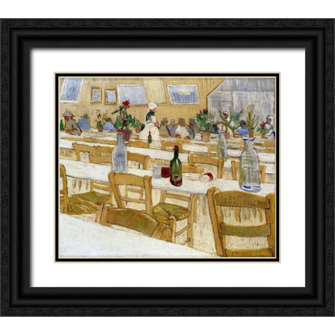 A Restaurant Interior Black Ornate Wood Framed Art Print with Double Matting by Van Gogh, Vincent