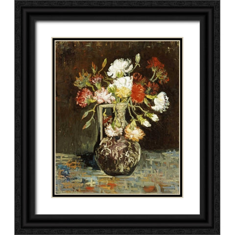 Bouquet De Fleurs Black Ornate Wood Framed Art Print with Double Matting by Van Gogh, Vincent