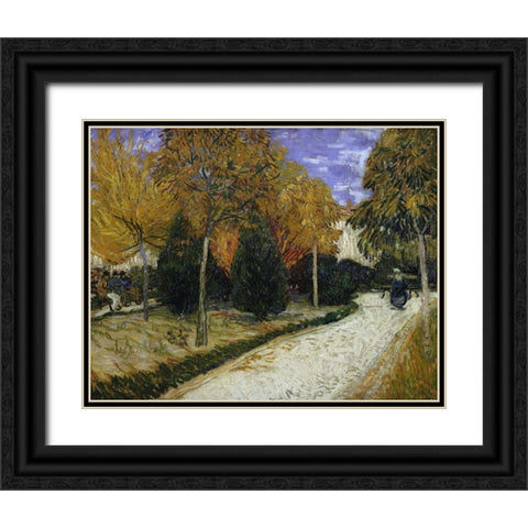 The Public Garden Black Ornate Wood Framed Art Print with Double Matting by Van Gogh, Vincent