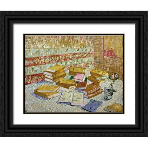 The Parisian Novels Black Ornate Wood Framed Art Print with Double Matting by Van Gogh, Vincent