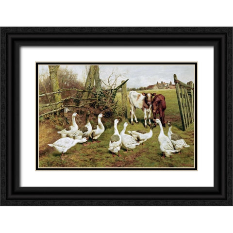 The Disputed Gate Black Ornate Wood Framed Art Print with Double Matting by Weekes, Herbert William