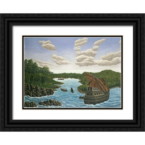 Santa Maria Black Ornate Wood Framed Art Print with Double Matting by Bauchant, Andre