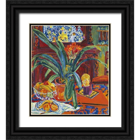 Still Life With a Pot Plant Black Ornate Wood Framed Art Print with Double Matting by Bauknecht, Philipp
