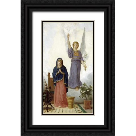 The Annunciation Black Ornate Wood Framed Art Print with Double Matting by Bouguereau, William-Adolphe
