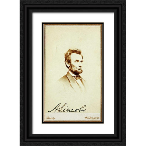 Abraham Lincoln, 1864 Black Ornate Wood Framed Art Print with Double Matting by Brady, Mathew B.