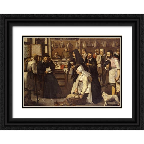 A Tax Office Black Ornate Wood Framed Art Print with Double Matting by Bruegel, Pieter the Elder