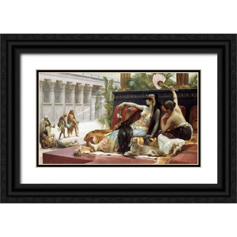 Cleopatra Testing Poison On Condemned Slaves Black Ornate Wood Framed Art Print with Double Matting by Cabanel, Alexandre