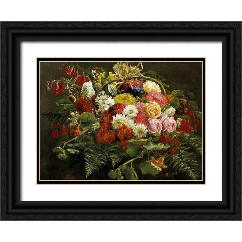 A Summer Bouquet Black Ornate Wood Framed Art Print with Double Matting by Christensen, Anthonie Eleonore