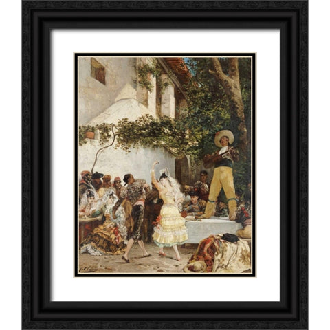 The Spanish Dancers Black Ornate Wood Framed Art Print with Double Matting by Clarin, Georges Jules Victor