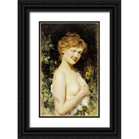 Le Clin Doeil Black Ornate Wood Framed Art Print with Double Matting by Comerre, Leon Francois