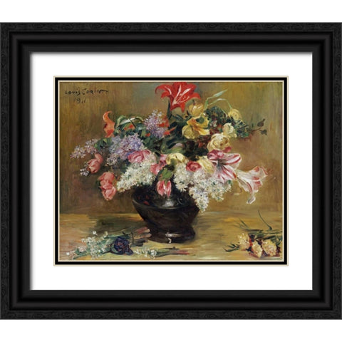 Amaryllis, Lilac and Tulips Black Ornate Wood Framed Art Print with Double Matting by Corinth, Lovis