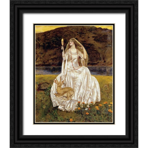 The Damsel of The Lake Black Ornate Wood Framed Art Print with Double Matting by Cowper, Frank Cadogan